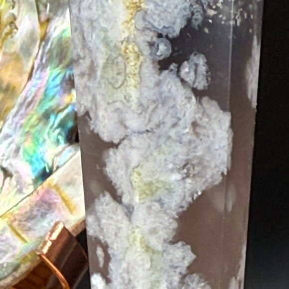 Black Flower Agate Chalcedony Asterism Wand 226g Crystal Protection Inspiration - Picture 3 of 10